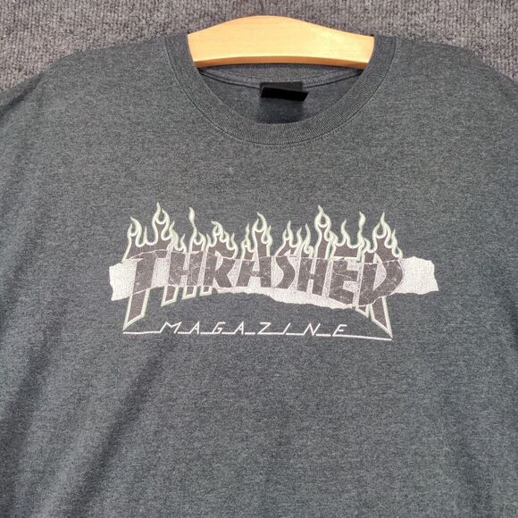 Thrasher Magazine Men's T-Shirt Short Sleeve L Green Gray Crew Neck Regular Fit - Picture 4 of 12
